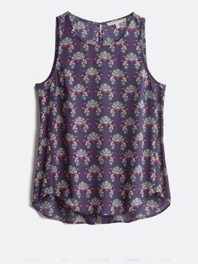 Daniel Rainn Sleeveless Floral Print Tank Top in Navy. Sz S